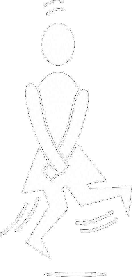 Restroom at Santee logo: a figure doing the I-need-a-bathroom dance